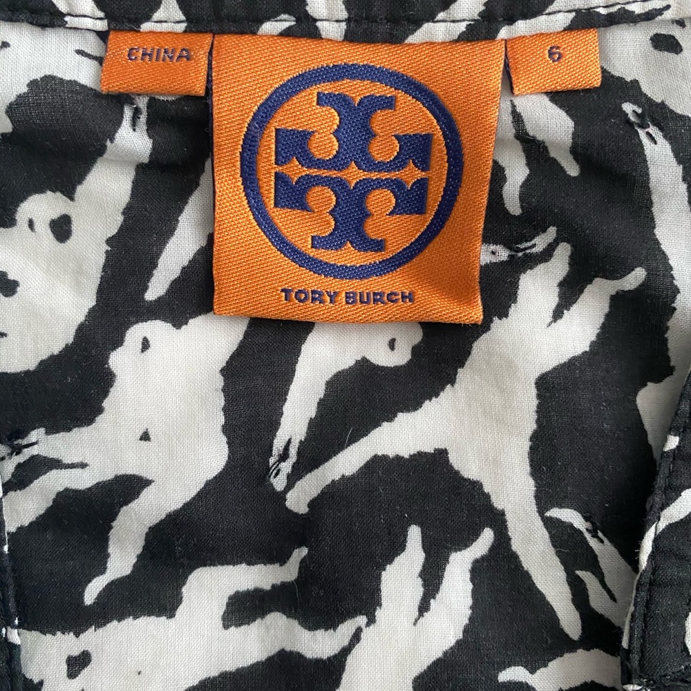 Tory Burch black & white monkey print tunic - sz 6